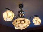Vintage art deco beige gemarmerde opaline luster, Ophalen of Verzenden