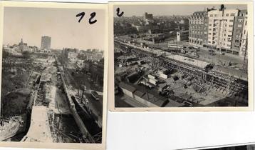 2 foto's aanleg viaduct kleine ring 1956 Brussel