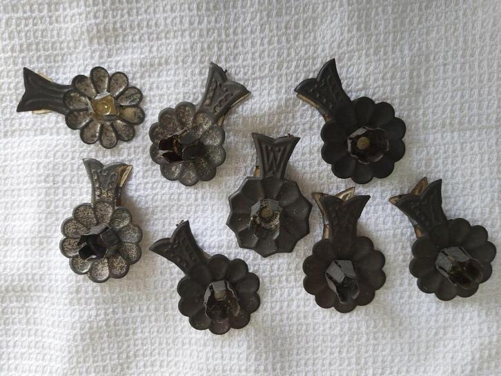 8 oude kaarsenknijpers / kerstboom kaarsenhouders, Diversen, Kerst, Ophalen of Verzenden