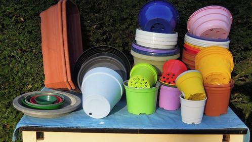 150 bloempotten, cache-pots, manden, houten bakjes, zink, Tuin en Terras, Bloempotten, Binnen, Balkon, Tuin, Ophalen