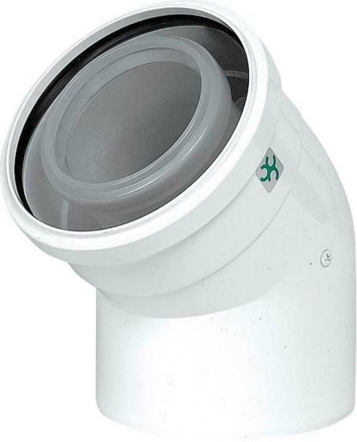 Ubbink Rolux bend 45 - 80/125 - Nouveau (2 x disponibles), Bricolage & Construction, Tuyaux & Évacuations, Neuf, Coudes, Autres matériaux