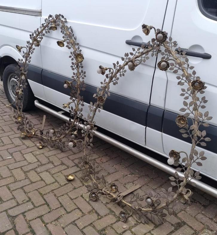 2x Antieke rozenkrans lampen, zeer speciaal, Antiek en Kunst, Antiek | Brons en Koper, Koper, Ophalen