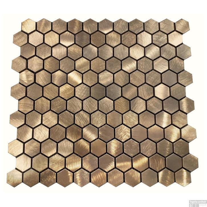 Mozaiëk Reflection Gold Hexagon 23mm op matje 300x300x8mm, Bricolage & Construction, Dalles & Carrelages, Neuf, Carrelage mural