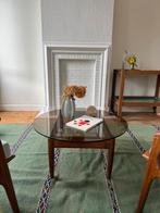 Midcentury salontafel teak smoked glass, Huis en Inrichting, Tafels | Salontafels, Ophalen, Zo goed als nieuw, Glas