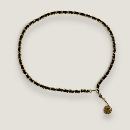 Chanel vintage chain riem authentiek, Kleding | Dames, Riemen en Ceinturen, Gedragen, 90 tot 100 cm, Minder dan 3 cm, Zwart, Echt leder