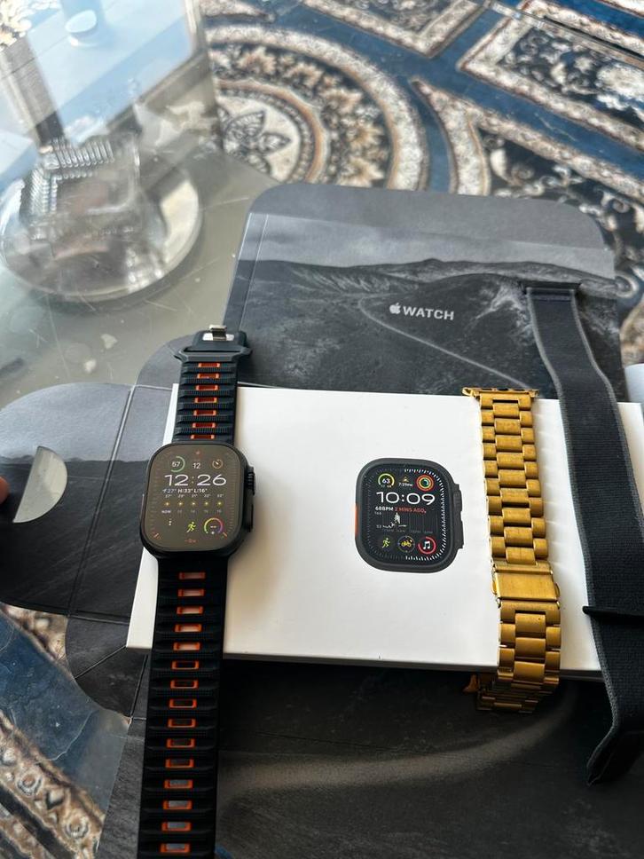 Appelwatch ultra 2, Handtassen en Accessoires, Smartwatches, Zo goed als nieuw, iOS, Zwart, Afstand, Calorieverbanding, Conditie