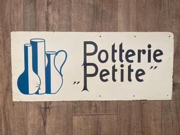 Oud emaille reclamebord Potteri Petite.
