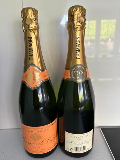 champagne Marquis de Verly brut (2 flessen), Collections, Vins, Neuf, Champagne, France, Pleine, Enlèvement ou Envoi