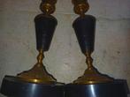 2 antieke kandelaars van brons/marmer, Antiek en Kunst, Ophalen of Verzenden, Brons