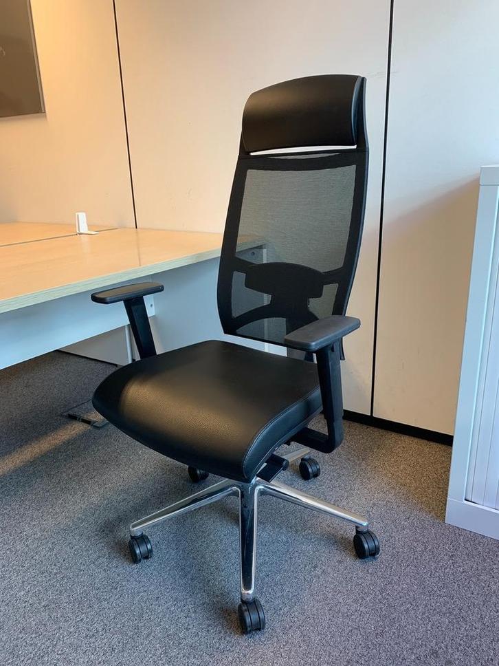 Zwarte Leren Bureaustoel, Zakelijke goederen, Kantoor en Winkelinrichting | Kantoormeubilair en Inrichting, Stoel, Vergader- of Presentatieruimte