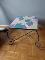 salontafel of bijzettafel in keramiek en smeedijzer, Huis en Inrichting, Tafels | Salontafels, Ophalen, Minder dan 50 cm, Vierkant