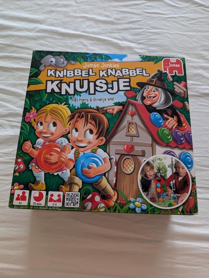 Gezelschapsspel: Knibbel Knabbel Knuisje, Hobby en Vrije tijd, Gezelschapsspellen | Bordspellen, Zo goed als nieuw, Drie of vier spelers