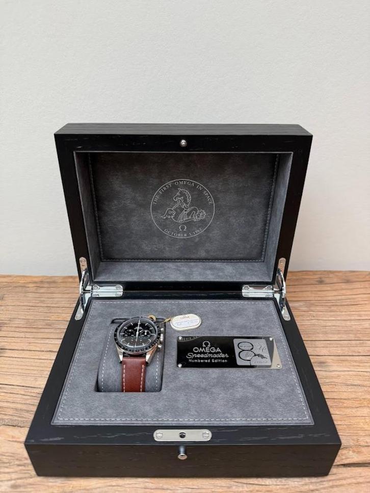 Omega Speedmaster First Omega in Space, Handtassen en Accessoires, Horloges | Heren, Nieuw, Polshorloge, Omega, Staal, Leer, Ophalen of Verzenden