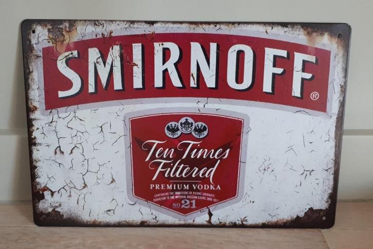 Smirnoff Premium Vodka metalen vintage look wandplaat 20x30, Verzamelen, Merken en Reclamevoorwerpen, Nieuw, Reclamebord, Ophalen of Verzenden