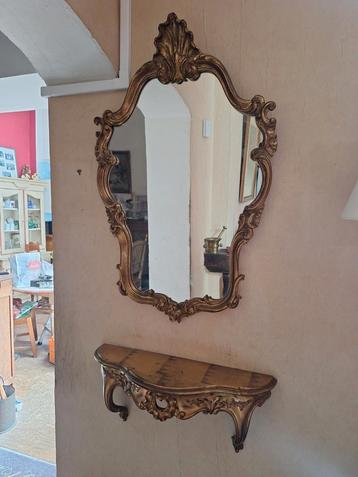 Miroir style ancien avec console bois doré, Enlèvement