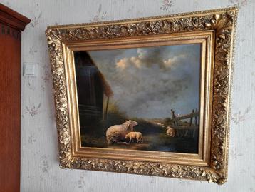 Mooi schilderij landschap met schapen