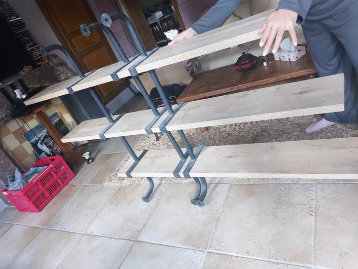 Smeedijzeren en zware massief houten plank, Huis en Inrichting, Woonaccessoires | Etagères, Zo goed als nieuw, Ophalen