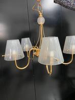 Hanglamp goudkleurig met glas, Huis en Inrichting, Lampen | Kroonluchters, Ophalen, Zo goed als nieuw, Glas