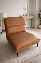 Moderne design zetel/fauteuil, cognac kleur nieuwstaat, Ophalen, Eenpersoons, Zo goed als nieuw, Minder dan 150 cm