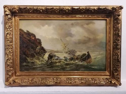 Antiek schilderij op doek, gesigneerd -, Antiek en Kunst, Kunst | Schilderijen | Klassiek, Ophalen of Verzenden
