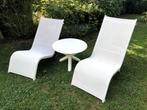 2 ligstoelen + tafeltje / Serralunga, Tuin en Terras, Ophalen, Gebruikt, Aluminium, Verstelbaar