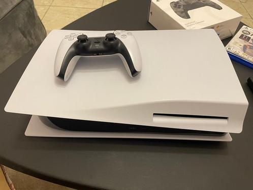 PS5 Disk Versie + Games & Accessoires, Games en Spelcomputers, Spelcomputers | Sony PlayStation 5, Zo goed als nieuw, Playstation 5