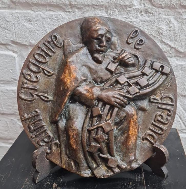 Colette Rodenfuser, plaque en bronze, Saint Grégoire, 8/10, Collections, Religion, Utilisé, Image, Enlèvement ou Envoi
