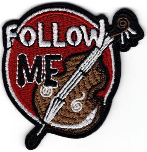 Follow Me Cello stoffen opstrijk patch embleem, Verzamelen, Stickers, Nieuw, Verzenden