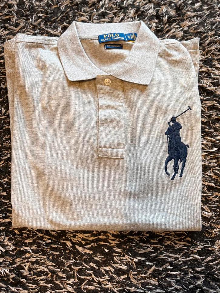 Polo Ralph Lauren Custom slim fit mesh Polo-shirt grijze L, Kleding | Heren, Polo's, Zo goed als nieuw, Maat 52/54 (L), Grijs