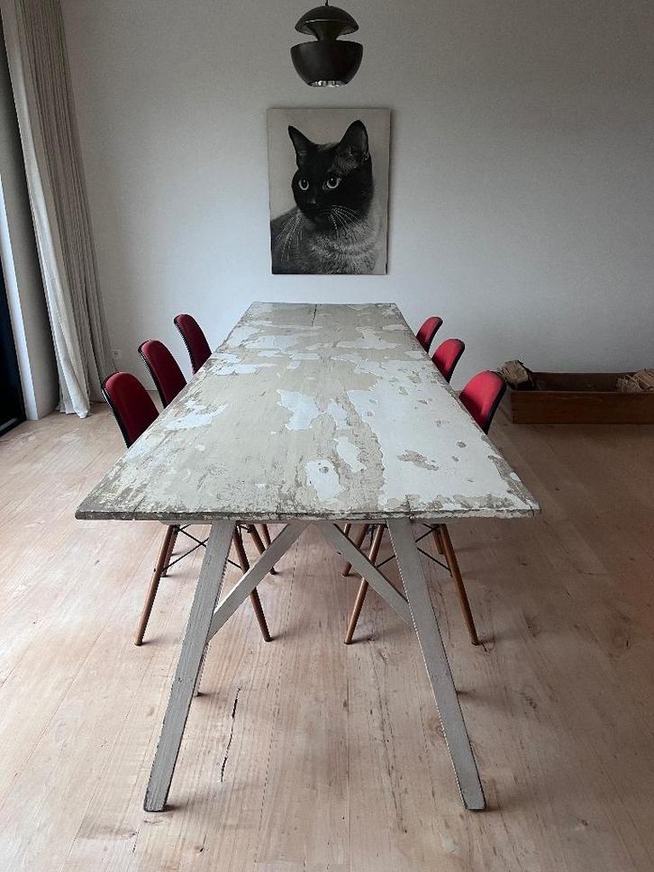 Houten schraagtafel 3 meter, Huis en Inrichting, Tafels | Eettafels, Gebruikt, 50 tot 100 cm, 200 cm of meer, Vijf personen of meer