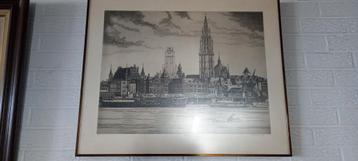 Tekening skyline Antwerpen