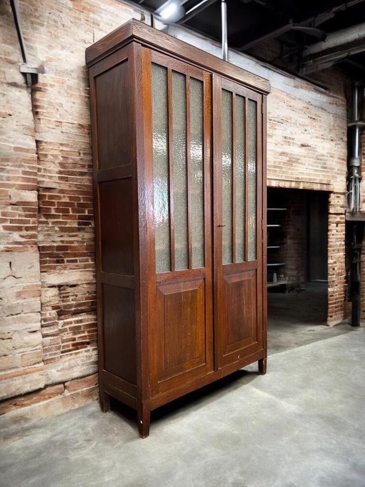 vintage XL hoge vitrinekast / leggerkast / kast, Antiek en Kunst, Curiosa en Brocante, Ophalen of Verzenden