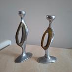 2 kandelaars in brons en aluminium van Leopold, Spanje 1970, Antiek en Kunst, Ophalen