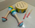 2 houten muziekinstrumenten: trommeltje + sambaballen € 5, Ophalen of Verzenden, Zo goed als nieuw, Overige typen