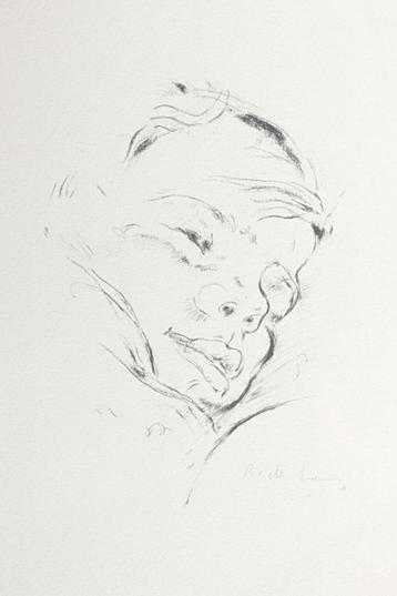 René de Lannoy - slapend kind - Lithografie