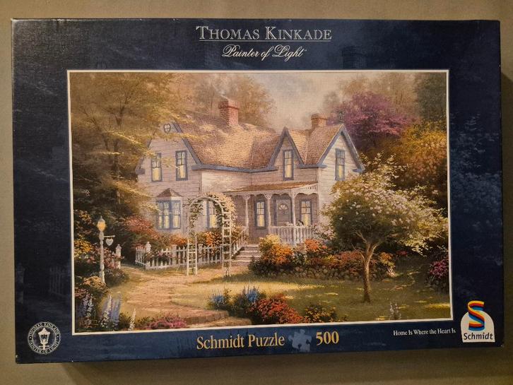 Puzzel 500 stukjes Thomas Kinkade - In het ochtendgloren, Hobby en Vrije tijd, Denksport en Puzzels, Gebruikt, Legpuzzel, Ophalen