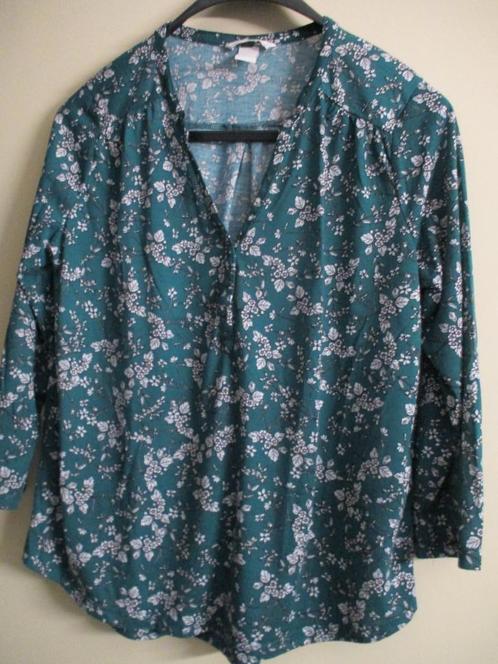 Groene blouse met bloemen HM maat M, Kleding | Dames, Blouses en Tunieken, Zo goed als nieuw, Maat 38/40 (M), Groen, Ophalen of Verzenden