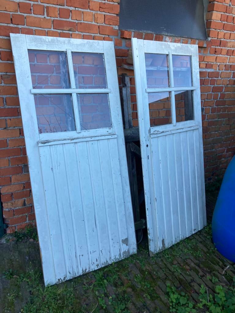 Dubbele deuren tuihuis, Doe-het-zelf en Bouw, Deuren en Vliegenramen, Ophalen, Gebruikt, 80 tot 100 cm, Buitendeur