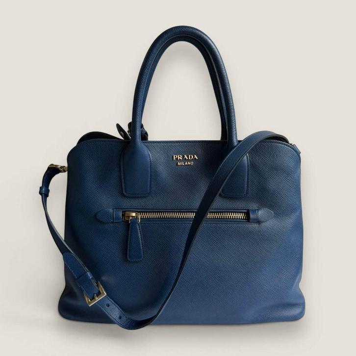 Prada Saffiano Cuir Open Promenade Satchel schoudertas, Handtassen en Accessoires, Tassen | Schoudertassen, Gebruikt, Overige merken