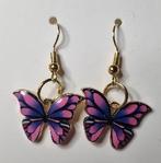 Oorbellen „Pink & Indigo Butterflies”, Verzenden, Nieuw, Roze, Hangers