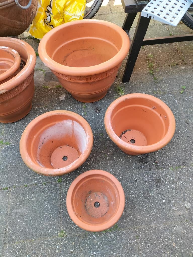 Set terracotta bloempotten plantenbakken, Tuin en Terras, Bloempotten, Terracotta, Ophalen