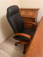 Bureaustoel leder, Huis en Inrichting, Bureaustoelen, Ophalen, Zwart, Zo goed als nieuw, Bureaustoel
