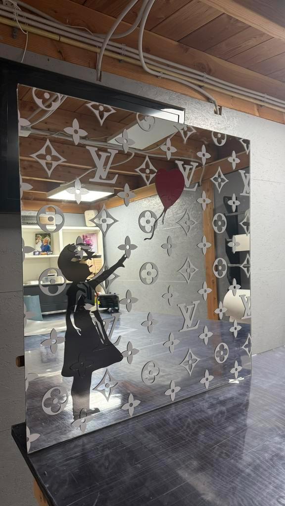 Miroir avec imprimé design, Maison & Meubles, Accessoires pour la Maison | Miroirs, Comme neuf, Enlèvement ou Envoi