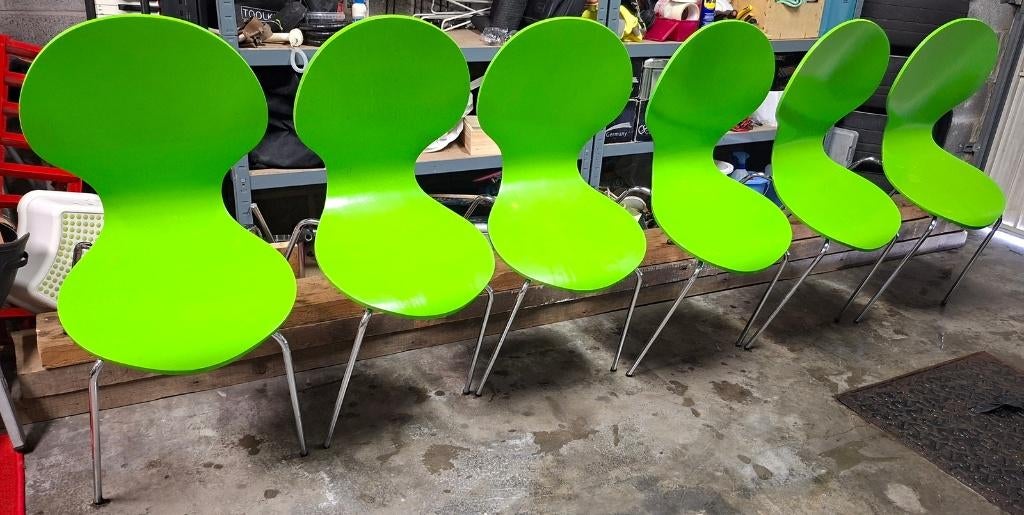 5 chaises, Huis en Inrichting, Stoelen, Gebruikt, Vijf, Zes of meer stoelen, Hout, Metaal, Overige kleuren, Ophalen