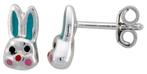 925 Sterling zilveren kinderoorbellen konijn met emaille, Enlèvement ou Envoi, Neuf, Argent, Boucles d'oreilles