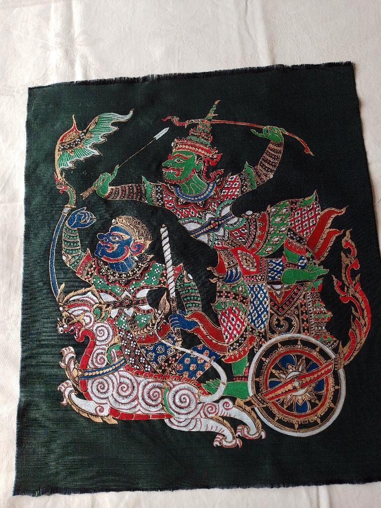 Oosterse zijden doek beschilderd, Ophalen of Verzenden, Beschilderd