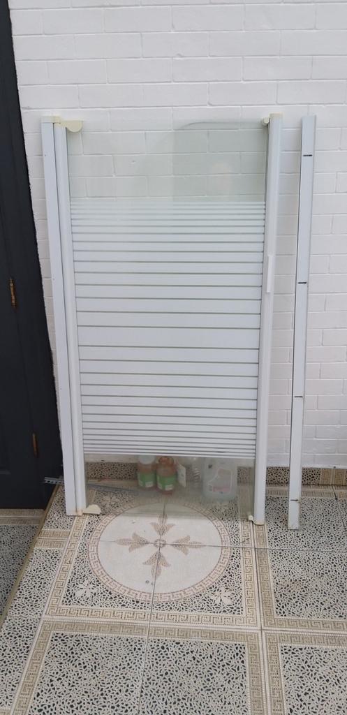 Double porte salle de bain en verre avec rayures bla vendre, Maison & Meubles, Enlèvement