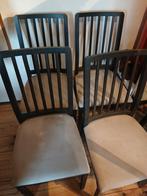 4 chaises ikea brun foncé en bois et assise en tissu, Maison & Meubles, Chaises, Enlèvement, Brun, Tissus