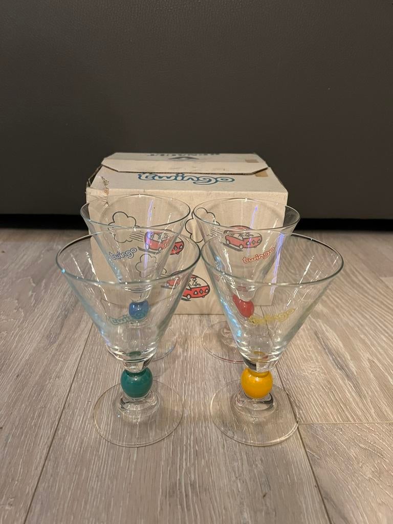 Glazen Renault Twingo 4 Stuks Vintage, Verzamelen, Ophalen, Nieuw, Overige typen