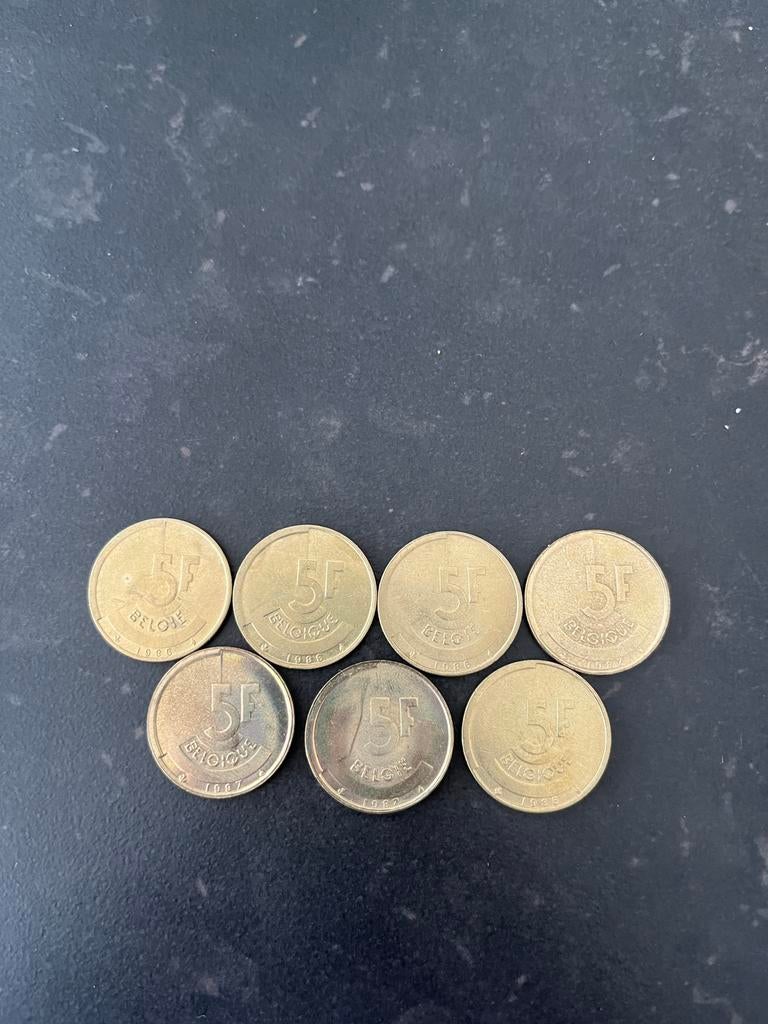 7 Belgische munten 5 frank, Ophalen of Verzenden